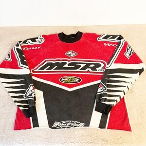 VINTAGE 1990s MSR World Tour Red and Black Racing Motocross Long Sleeve T-Shirt